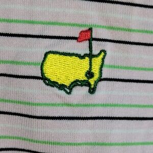 Magnolia Lane Masters Polo Shirt‎ Women's Size L Large Pink Striped Short-Sleeve